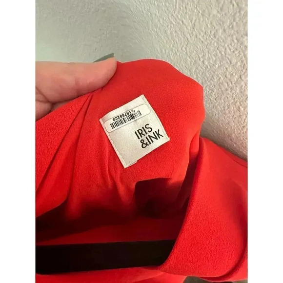 Iris & Ink Asymmetrical Waistline Reddish Orange Dress 14 - Picture 9 of 12